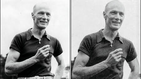 A side-by-side comparison of two photos of Clement Hurd, showing a cigarette was removed in the newer version.